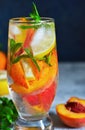 Ice tea with peach and lemon. Cold drink. Royalty Free Stock Photo