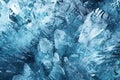 ice texture background, close up macro on blue ice with cracks texture, frozen water crystals winter season graphic resource Royalty Free Stock Photo