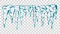Ice texture. Icicles isolated on transparent background. Royalty Free Stock Photo
