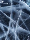 Ice texture on lake Baikal. Blue ice background. Royalty Free Stock Photo