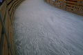 Ice texture on a skating rink. Winter background. Overhead view Royalty Free Stock Photo