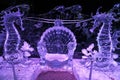 Ice throne in the Palace hall of the underwater Tsar Royalty Free Stock Photo