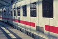 ICE train on plattform at central train station in Berlin, Germany.