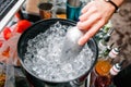 Ice Tube in the bucket. coctail party. Royalty Free Stock Photo