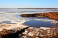 Ice on the Volga River thaws Royalty Free Stock Photo