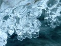 Ice, water form and forest stream Royalty Free Stock Photo
