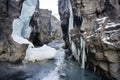 ice wedging splitting apart a rock formation Royalty Free Stock Photo
