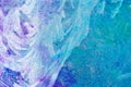 Mixed media artwork, abstract colorful artistic painted layer in blue, purple color palette on grunge ice texture