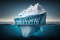 Iceberg, above and below water's surface. Generative Ai.