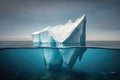 Iceberg, above and below water's surface. Generative Ai.