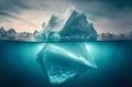 Iceberg With Above And Underwater View in the ocean. Affected by climate change and global warming. Generative AI Royalty Free Stock Photo