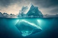 Iceberg With Above And Underwater View in the ocean. Affected by climate change and global warming. Generative AI Royalty Free Stock Photo