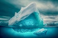 Iceberg With Above And Underwater View in the ocean. Affected by climate change and global warming. Generative AI Royalty Free Stock Photo