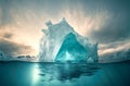 Iceberg With Above And Underwater View in the ocean. Affected by climate change and global warming. Generative AI Royalty Free Stock Photo