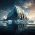 Iceberg above the water and under water. A high resolution.