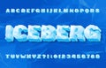 Iceberg alphabet font. 3D ice letters and numbers with shadow. Abstract geometric background. Royalty Free Stock Photo