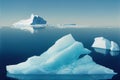 Iceberg in the artic sea, melting ice floes caused by global warming and environment damage, polar climate, illustration Royalty Free Stock Photo