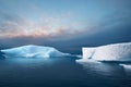 Iceberg in the artic sea, melting ice floes caused by global warming and environment damage, polar climate, illustration Royalty Free Stock Photo