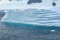 Iceberg with beautiful pattern in front of snow-capped mountains, Antarctica Royalty Free Stock Photo