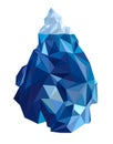 Iceberg above and below water line low poly vector isolated with white background Royalty Free Stock Photo