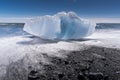 Iceberg on black sand beach Royalty Free Stock Photo