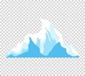 Iceberg. Cartoon floating iceberg. Drifting iceberg or isolated frozen ocean water, crystal icy mountain with snow on