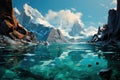 Iceberg in clear blue water and hidden danger under water. The concept of Global warming. Floating ice in the ocean Royalty Free Stock Photo