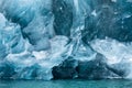 Detail of iceberg floating in water in the Prince William Sound of Alaska