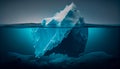 Iceberg concept, underwater risk, dark hidden threat or danger concept. Generative AI Royalty Free Stock Photo