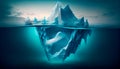 Iceberg concept, underwater risk, dark hidden threat or danger concept. Generative AI Royalty Free Stock Photo