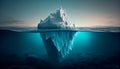 Iceberg concept, underwater risk, dark hidden threat or danger concept. Generative AI Royalty Free Stock Photo