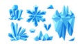 Iceberg with crystals and snowflake for arctic landscapes. Set of crystal gems and stones for game design. Vector Royalty Free Stock Photo