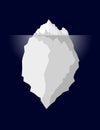 Iceberg in dark deep sea water. Illustration. Vector