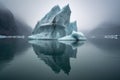 iceberg floating away from glacier terminus