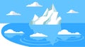 Iceberg floating in cold sea. Mountain in antarctica made of ice surrounded by ocean under clear sky Royalty Free Stock Photo