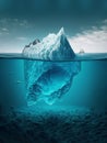 Iceberg floating on ocean, submerged ice visible