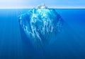 Iceberg in the ocean with visible underwater part. 3D illustration