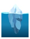 Iceberg floating in water. Arctic glacier. Futuristic polygonal illustration on blue background. Huge white block of ice Royalty Free Stock Photo