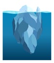 Iceberg floating in water. Arctic glacier. Futuristic polygonal illustration on blue background. Huge white block of ice Royalty Free Stock Photo