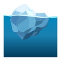 Iceberg floating in water. Arctic glacier. Futuristic polygonal illustration on blue background. Huge white block of ice Royalty Free Stock Photo