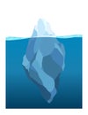 Iceberg floating in water. Arctic glacier. Futuristic polygonal illustration on blue background. Huge white block of ice Royalty Free Stock Photo