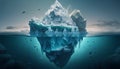Iceberg floating in the water. 3d rendering. Computer digital drawing.