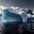 Iceberg, frozen ice on sea, showing hidden risk and danger