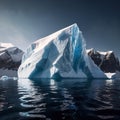 Iceberg, frozen ice on sea, showing hidden risk and danger