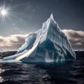 Iceberg, frozen ice on sea, showing hidden risk and danger