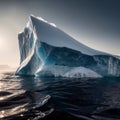 Iceberg, frozen ice on sea, showing hidden risk and danger