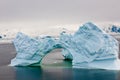 Iceberg with gate in Antarctica. Antarctic iceberg with turquoise water in dark blue ocean .