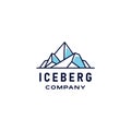 Iceberg geometric logo design in trendy linear line style illustration , abstract mountain ice peak outline clip art logo Royalty Free Stock Photo