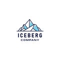 Iceberg geometric logo design in trendy linear line style illustration , abstract mountain ice peak outline clip art logo