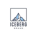 Iceberg geometric logo design in trendy linear line style illustration , abstract mountain ice peak outline clip art logo